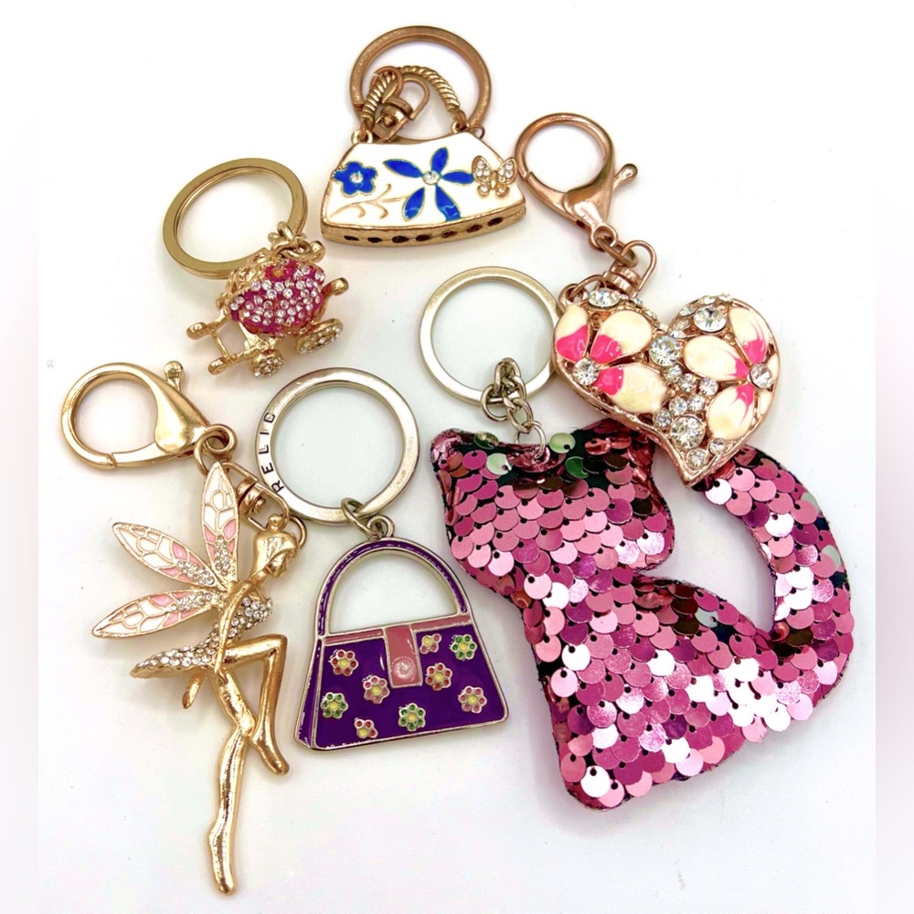 🌺Bundle of Purse/Bag Charms, Key Fobs, (Heart, Purse, Cat, Carriage, Fairy)🌸🌺 - Picture 2 of 15